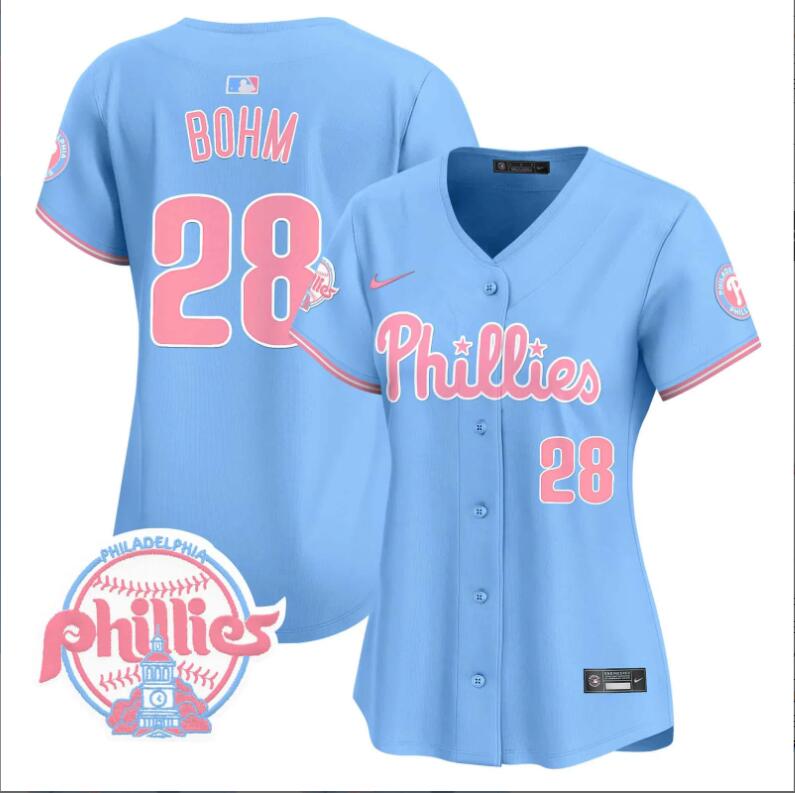 Women Philadelphia Phillies #28 Bohm blue 2024 MLB jersey